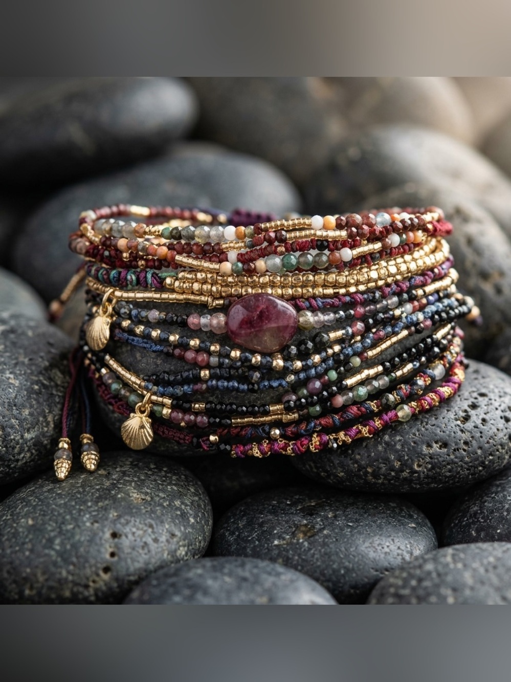 Multi Colored Gemstones and Sterling Silver Bracelet